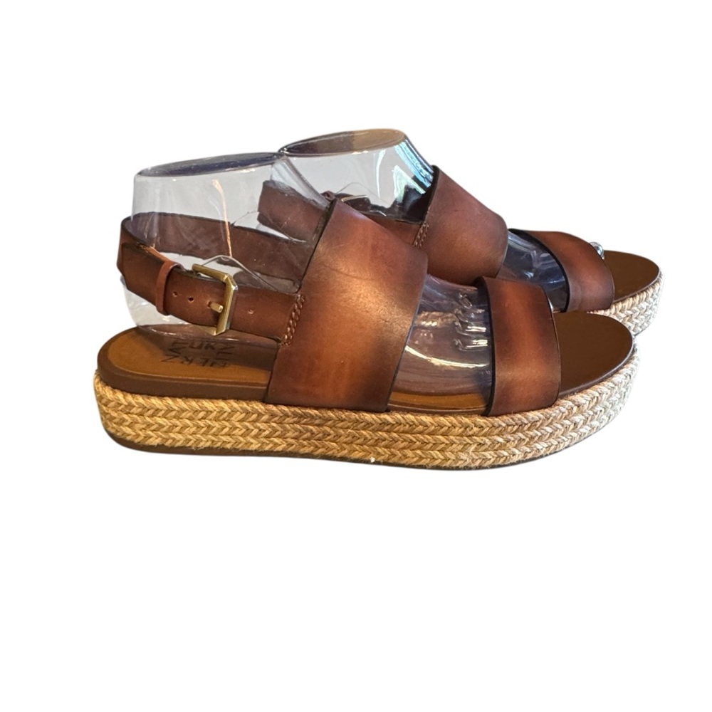 Naturalizer Brown Leather Espadrilles Sandals Size 9.5 Adjustable  Buckle Straps